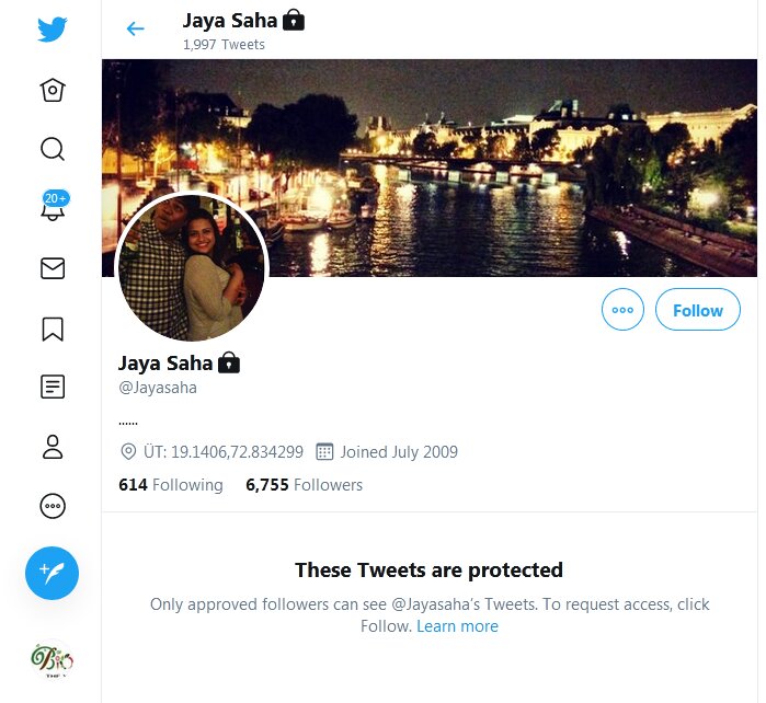 Jaya saha Twitter Account